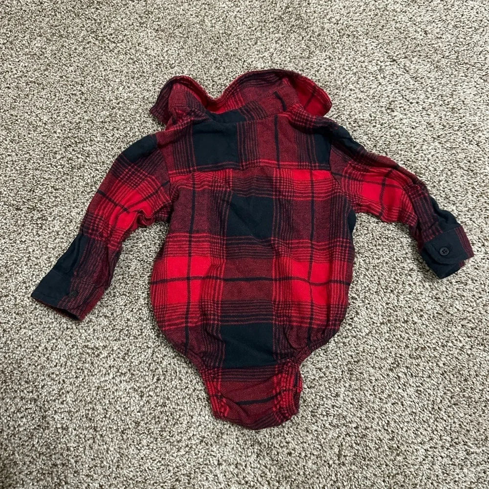Cozy Red and Black Plaid Kids Bodysuit